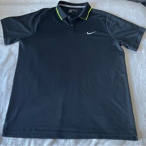 Nike Golf Polo Sport Shirt XXL Black Lime Gr Collar Trim Dri-Fit Men’s NWOT